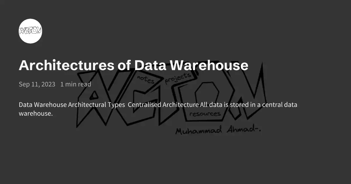 Architectures of Data Warehouse